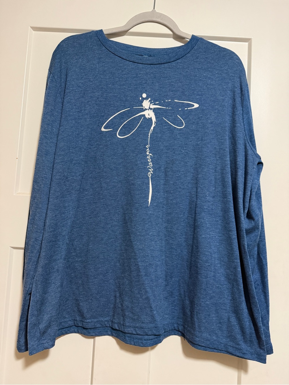 Source Unknown Blue Long-Sleeve Tee with White Floral Graphic